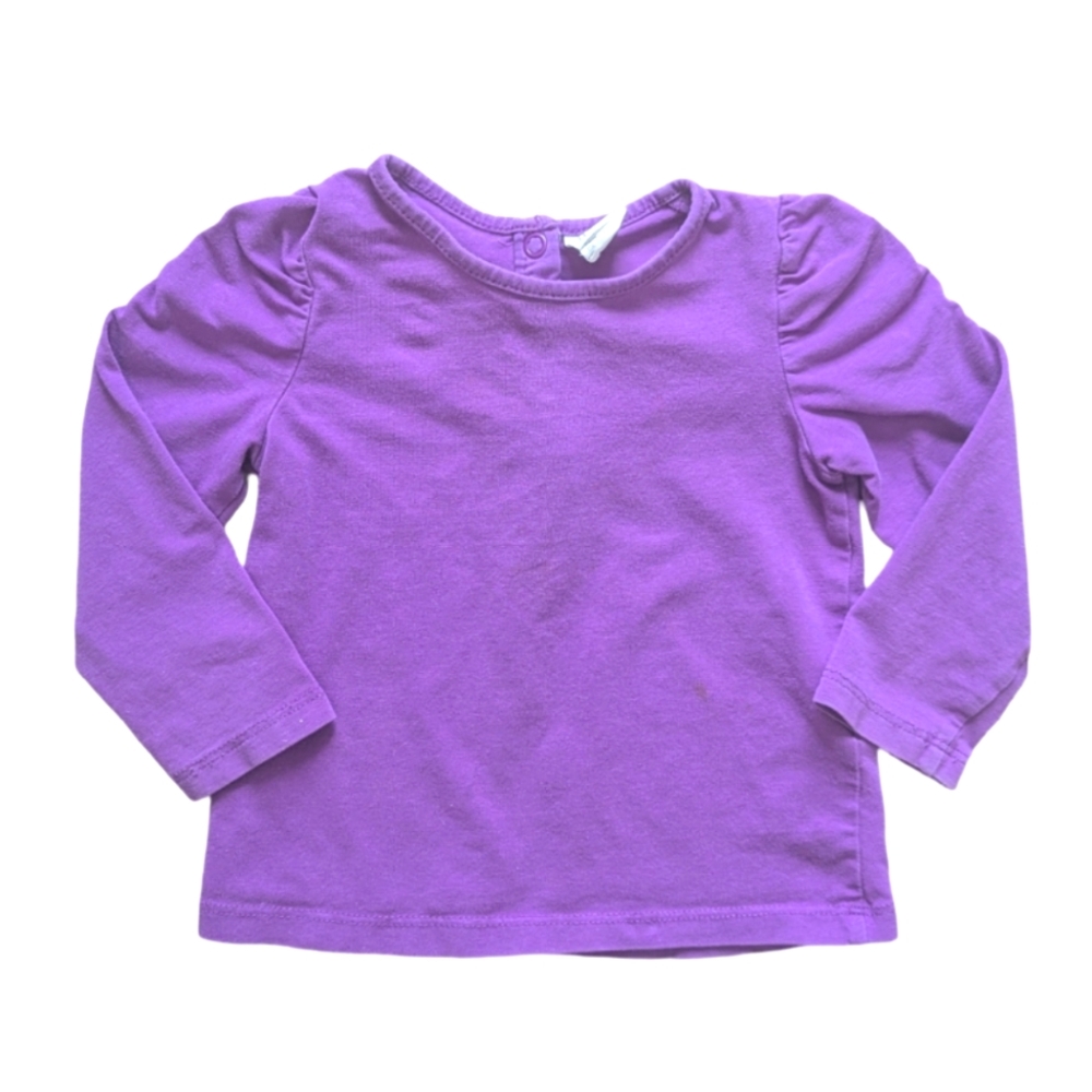H&M Puff Sleeve Long Sleeve Purple Shirt - Size 6-9M